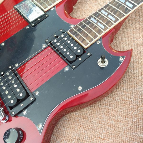 Red EDS1275 Custom Shop double Neck Electric Guitar 6/12 strings Wholesale Musical Instruments