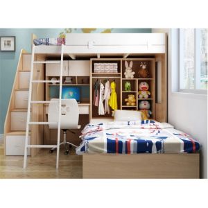 Custom home furniture children wooden double bed designs bunk beds with storage