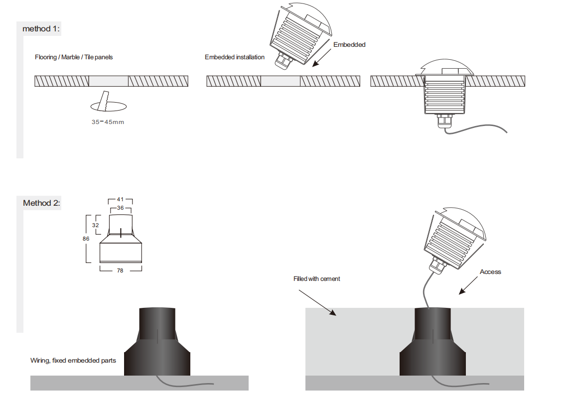 LED Buried Light 3W Cree Chip 12V-24V IP67 Aluminum Inground Light Deck Spotlight