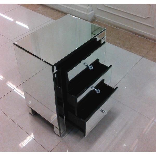 UK Style Mirrored Night Stands Metal Slider Drawer Customized Size