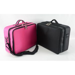 Custom Pink Makeup Bag , Red Fabric Zipper Makeup Carrying Bag