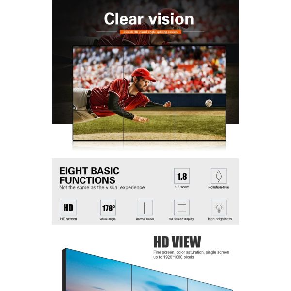 Metal Back Shell Digital Signage Video Wall 55 Inch Panel 2*2 Screen Indoor 1920X1080P