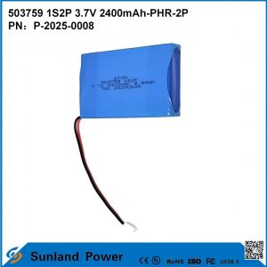 ICR503759 1S2P 3.7V 2400mAh-PHR-2P Ultimate Power Pack For Portable Electronics