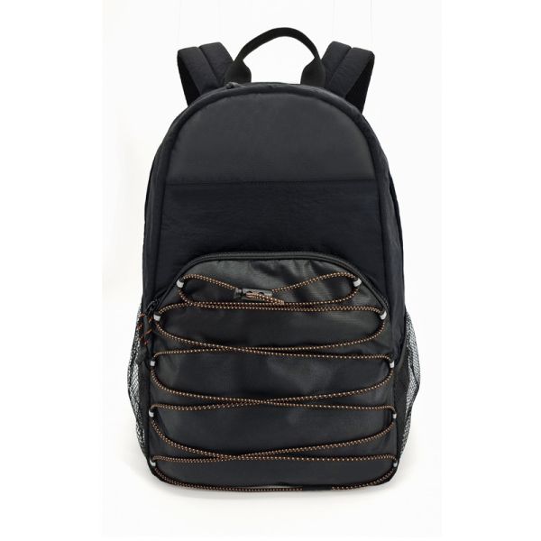 Fabric Soft Nylon Backpack Black Water Repellent For Outdoor Travel