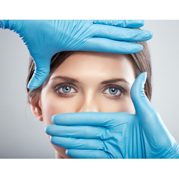 Anti-Bacterial Nitrile Disposable Protective Gloves Blue Powder Free 100 Pcs Box