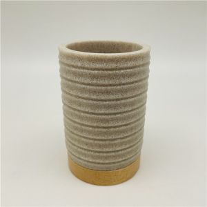 Ribbed circles line polyresin bathroom sets wood base bathroom countertop