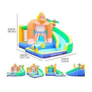 Doctor Dolphin Inflatable Water Slide For Toddler Water Bounce House With Splash