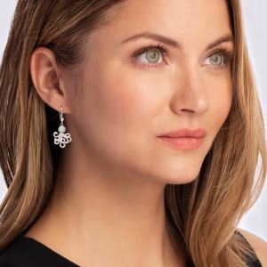 Hawaiian Jewelry CZ Octopus Drop Earrings in Sterling Silver