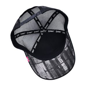 Solid Black Mesh Trucker Hat Custom Curved Brim 5 Panel Trucker Cap