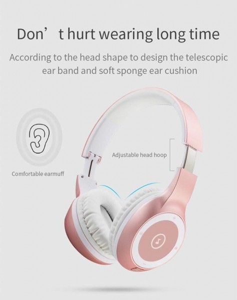 Movable audio cable Adjustable head hoop Support TF Card Over Ear Wireless