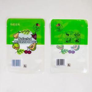 China Custom Printed Food Packaging Bag Small Size Three Side Seal Bag With Window on sale