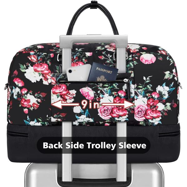 Large Duffel Canvas Overnight Weekender Bag Carry On Tote Bag With Shoe Compartment