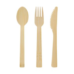 100% Natural Eco Friendly Disposable Bamboo Cutlery Set with Pouch Bag