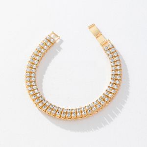 Fashion 2Rows 9mm Tennis Bracelet Hip Hop Iced Out Rhinestone Bracelets