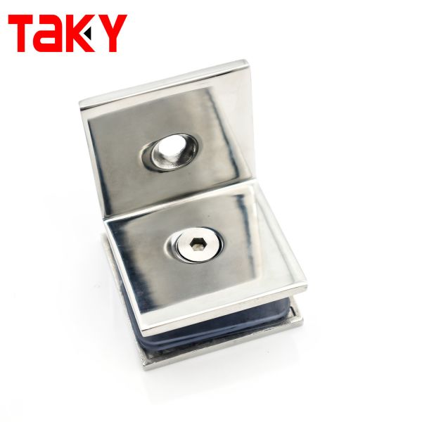 Glass to Wall Bathroom Clip Square Clamp 90 Degree Connect Glass Clip