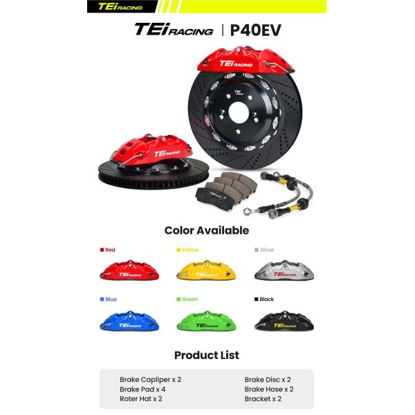 TEI P40EV Brake Caplier 4 Piston BBK Big Brake Kit for for Honda Civic EK3 EK4 EK9 ES1 EM2 EP3 FB2 FB4 FC1 FK7 FK8 FL1