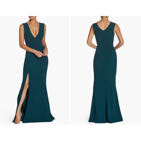 Perfect Manufacturer Deep V-neck Sleeveless Full-length Trumpet Gown Evening Dress Front Split Slit Plus Size