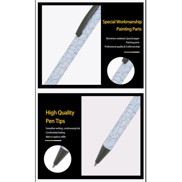 Business Office Aluminum Ballpoint Pen 1.0mm High Quality Unique Patterns Metal Pen