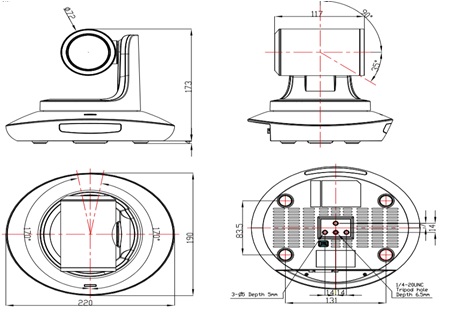 Wide FOV HD USB Video Conference Camera 12MP COMS Sensor For Church / Workstation