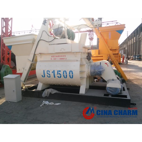 Q235 Material JS 1500 Twin Shaft Concrete Mixer Used For Engineering Construction
