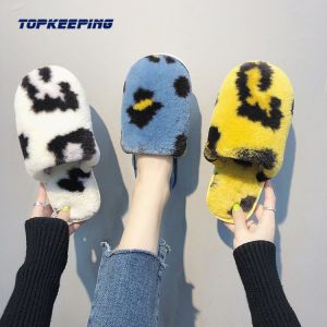 Slip On Construction Furry Female Slippers With EVA Sole