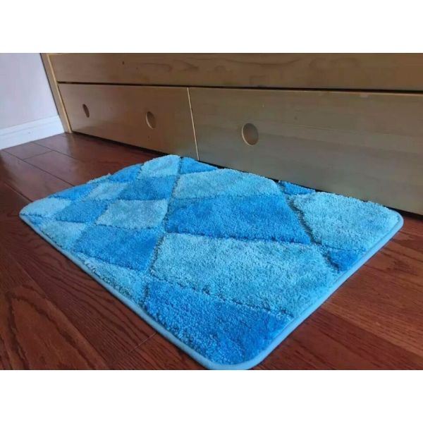 Bricks pattern plain color shaggy bath room mat