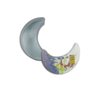 Metal Empty Christmas Gift Boxes , Moon Shaped Box For Food Package