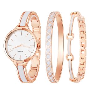 Rosegold 18cm Watch Gift Set Ladies Diamond Women'S Watch And Bracelet Gift Set