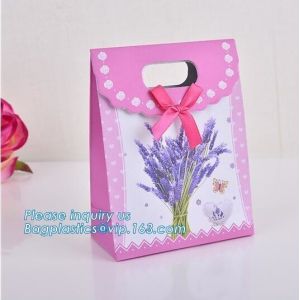 Luxury Black Rectangle Kraft Paper Pouches Gift Shopping Bags Party Carrier