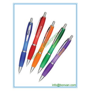 China retractable plastic pen, high grade transparent contour click pen on sale