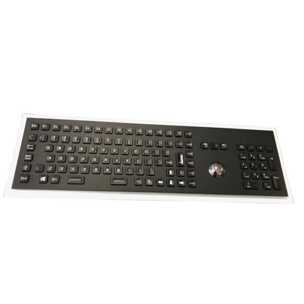 Buy 103 Keys Electroplated Black Industrial Metal Keyboard 20mA 38mm Trackball at wholesale prices