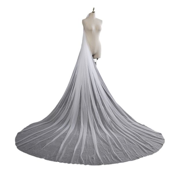 Beautiful Customized 3m*3m Wholesale Long Cathedral Tulle Bridal Wedding White Veil With Hair Comb
