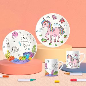 Educational Porcelain Painting Kit For Exclusive Plate / Mug