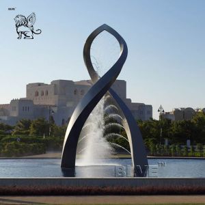 Large Circular Stainless Steel Sculpture Fountain Modern Art Abstract Custom