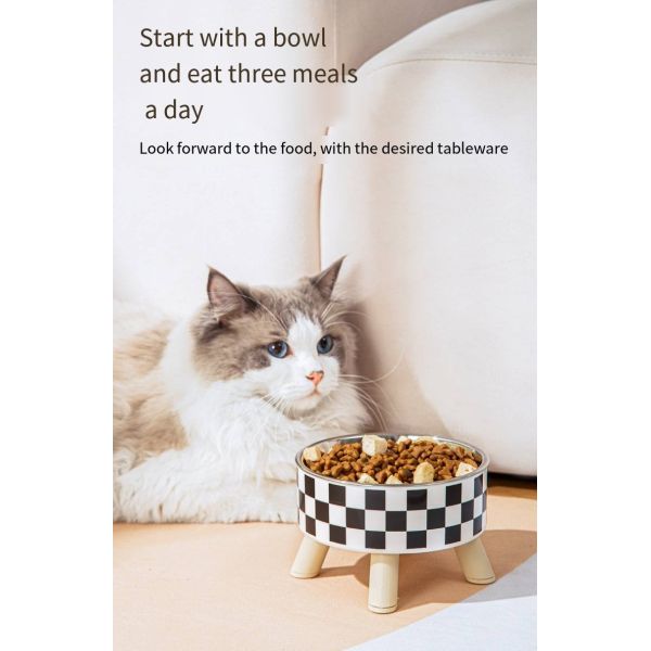 Pet Stainless Steel Elevated Single Bowl Anti-Upset Non-Slip Bowl Large Capacity Anti-Cervical Spine Dog Food Bowl