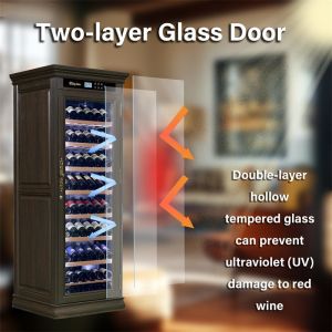 Wood Frame Drinks Refrigerator Freestanding Kitchen Wine Cooler Cabinet