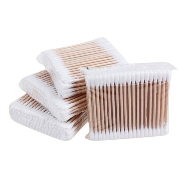 Sanitary Double Head Medical Cotton Swab Stick With Wood Color