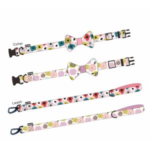 Custom Logo Collar Leash Harness Set Polyester Dog Harness Leash