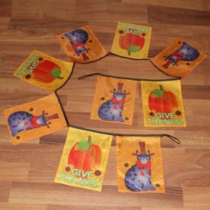 Quality Fall Harvest Rectangle Flag Bunting Cat and Pumpkin for sale