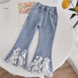 Anti Pilling Children'S Casual Trousers Breathable High Waisted Flared Jeans OEM