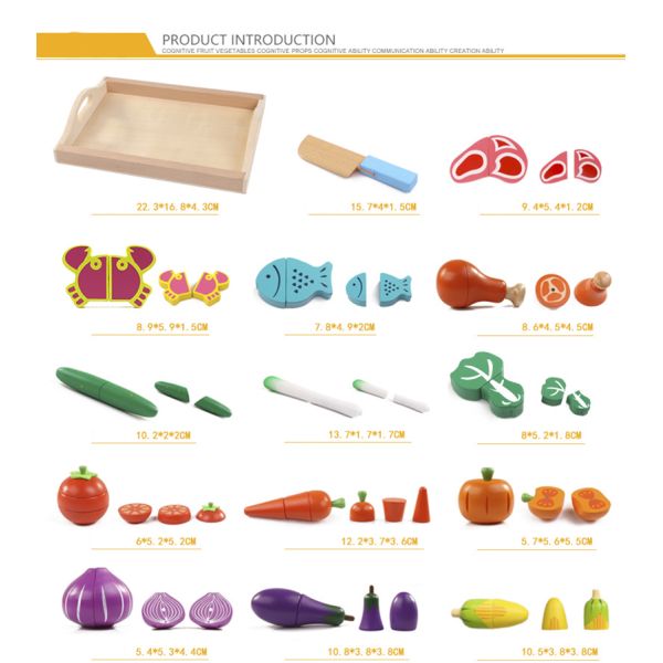 Montessori Kitchen Pretend Toy For Children Cutting Fruit Vegeta