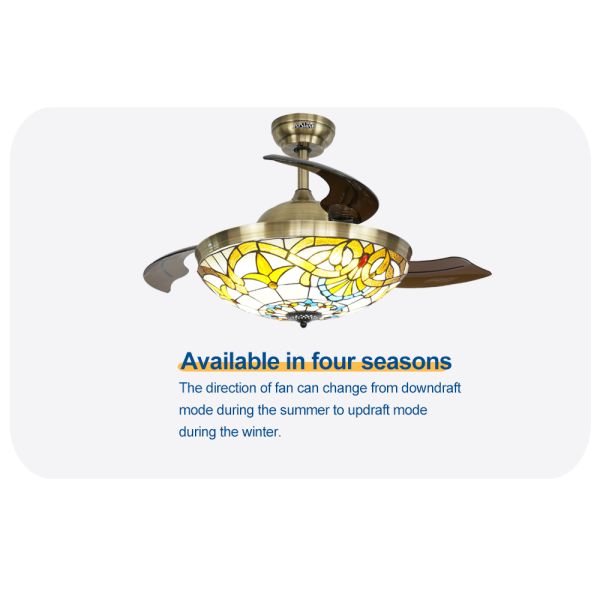 Vietnam Ceiling Fans with Lights and Hidden Blades 42 Inch 106cm Crystal Decorative Design