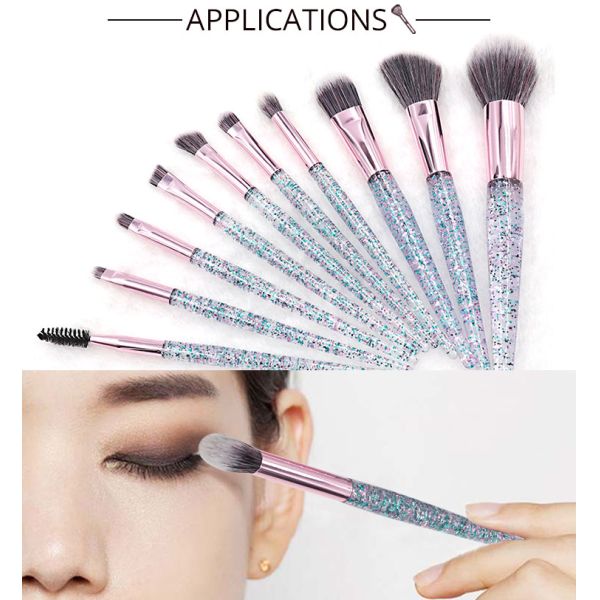 10piece Powder Glitter Facial Makeup Brushes