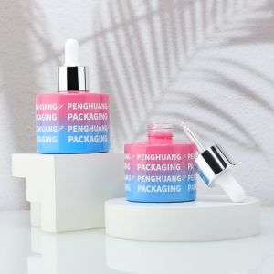 Fancy Glass Oil Serum Bottles With Dropper Cap 30ml 50ml