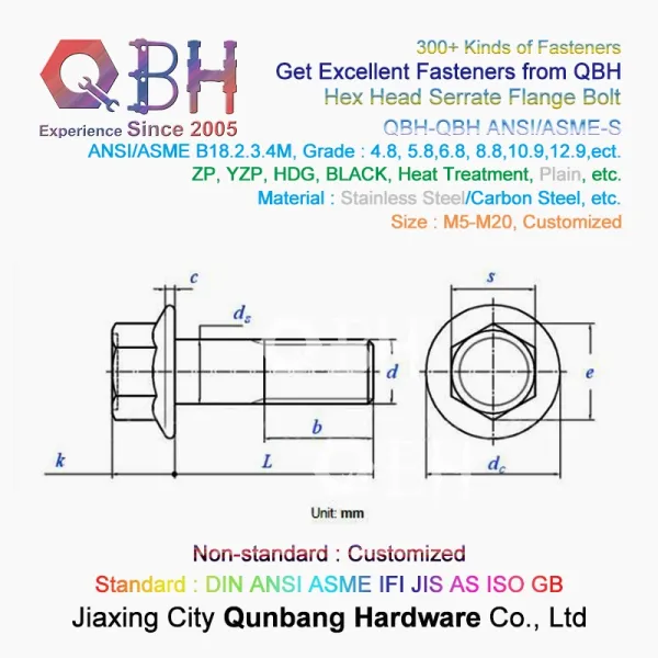 Hexagonal Flanged Bolt with Serrationn