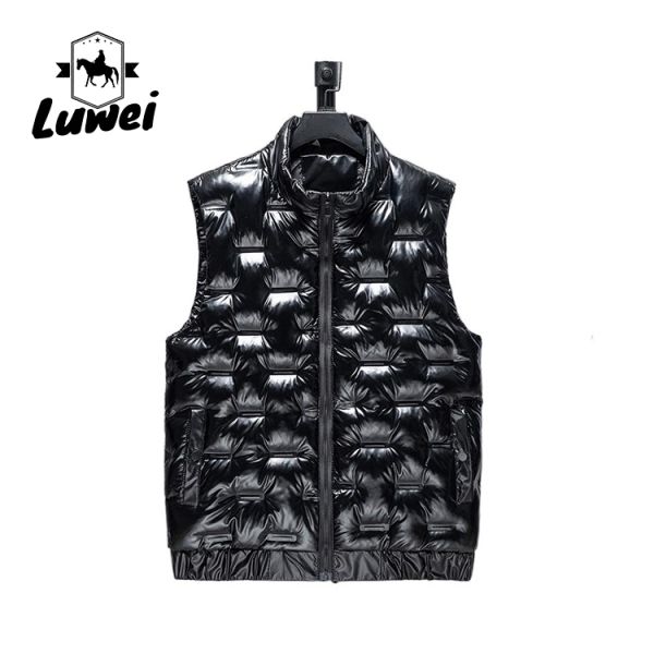 Zipper Quilted Bubble Coat Vest Waterproof Polyester Cotton Sleeveless Puffer