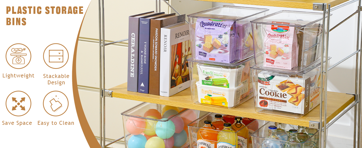 Clear Plastic Storage Bins – Pantry Organizers & Storage Containers, Cabinet Organizer - Home Organization Must Haves For Kitchen, Laundry Room,