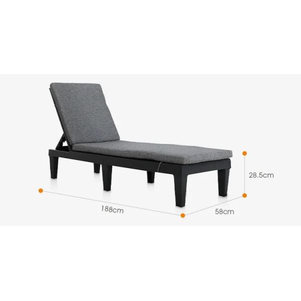 Modern Outdoor Beach Patio Hotel Sun Lounger Chair with Cushion and Stackable Design