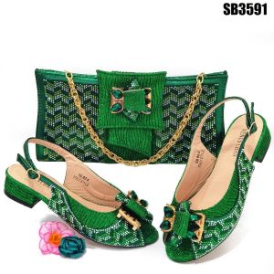 Exquisite African Low Heel Shoes and Bags Set for Women's Party Includes Italian