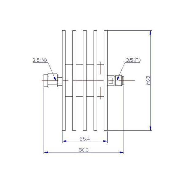 25 W 3.5 mm Attenuators Coaxial Fixed DC-26.5 GHz Connector